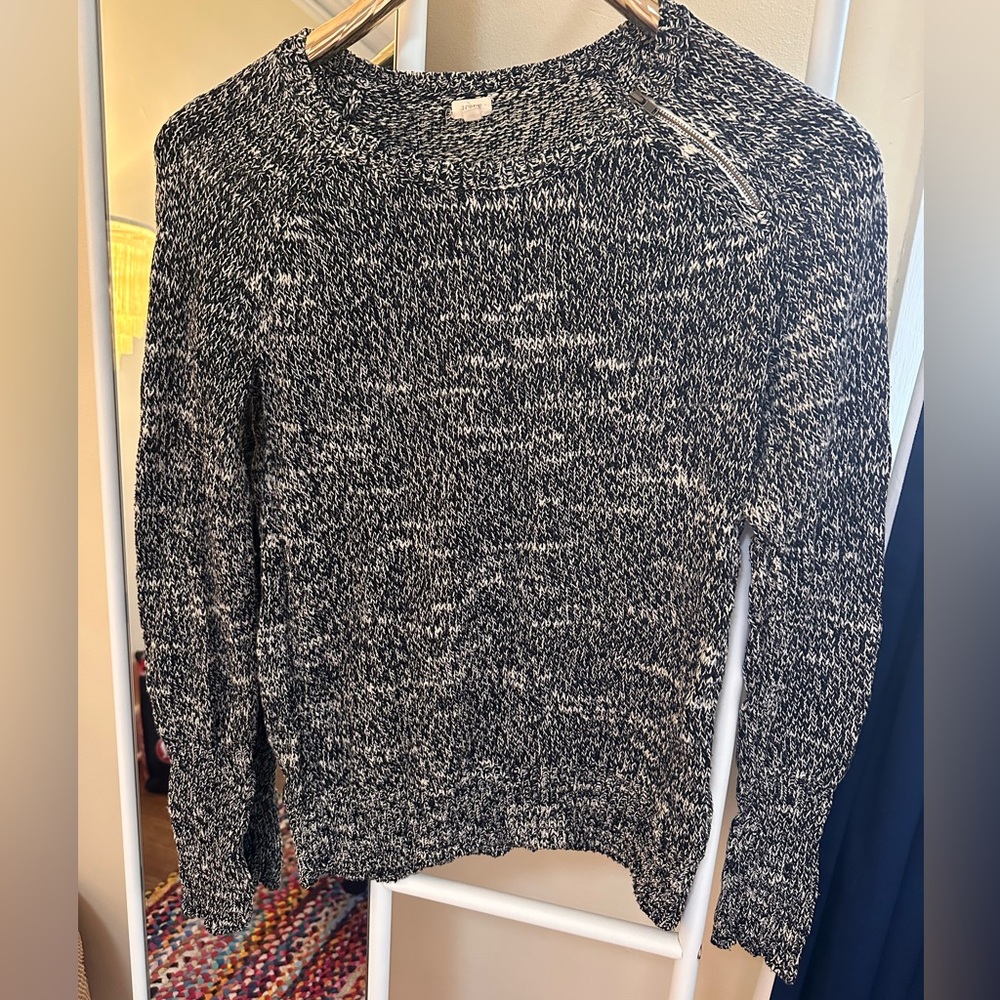 JCrew Black and White Knit Sweater